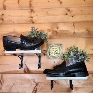 Johnston & Murphy Signature Series Black Leather Shoe Kiltie Tassel Loafer Sz 8M